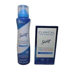 Lote de 2 Secret Clinical Strength Completely Clean Spray + Barra Sólida